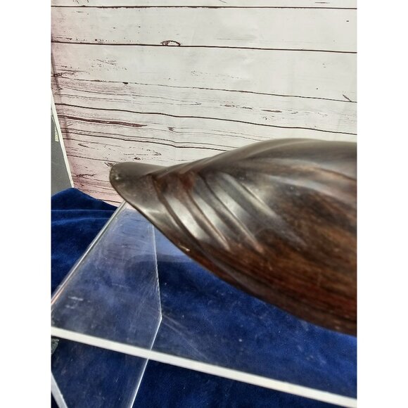 Duck Decoy Wooden Solid Smooth Dark Wood 7" long by 4" tall - Picture 5 of 10